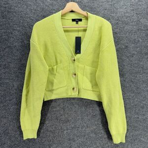 New Lulus Cardigan Women S Small Green V-Neck Button Up Long Sleeve Cotton